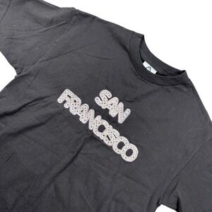 VTG San Francisco sequins bling tee Alstyle Black Sz M‎ Grannycore Biker grunge